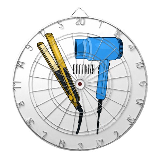ヘアドライヤー&ヘアストレートイラストレーション ダーツボード (正面)