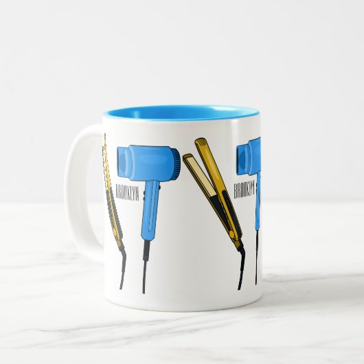 ヘアドライヤー&ヘアストレートイラストレーション ツートーンマグカップ (正面左)