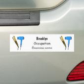 ヘアドライヤー&ヘアストレートイラストレーション バンパーステッカー (車上)