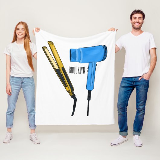 ヘアドライヤー&ヘアストレートイラストレーション フリースブランケット (インサイチュ)