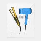 ヘアドライヤー&ヘアストレートイラストレーション フリースブランケット (正面)