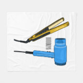 ヘアドライヤー&ヘアストレートイラストレーション フリースブランケット (正面(横))