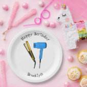 ヘアドライヤー&ヘアストレートイラストレーション ペーパープレート (パーティー)