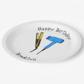 ヘアドライヤー&ヘアストレートイラストレーション ペーパープレート (アングル)