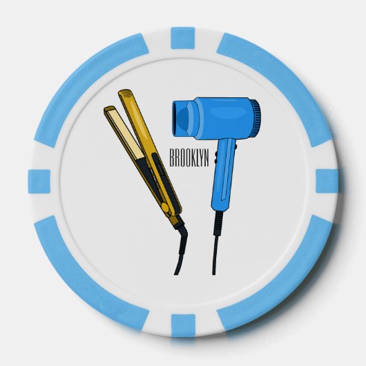 ヘアドライヤー&ヘアストレートイラストレーション ポーカーチップ (正面)