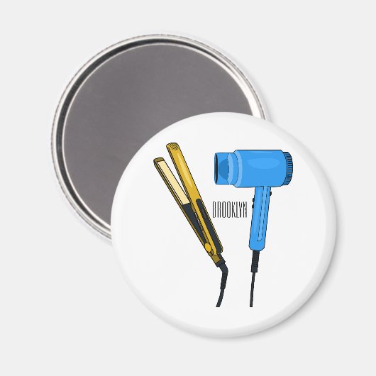 ヘアドライヤー&ヘアストレートイラストレーション マグネット (正面/裏面)
