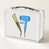 ヘアドライヤー&ヘアストレートイラストレーション メタルランチボックス (裏面)