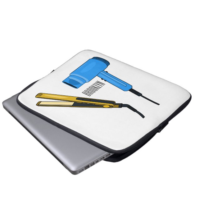 ヘアドライヤー&ヘアストレートイラストレーション ラップトップスリーブ (正面下部)