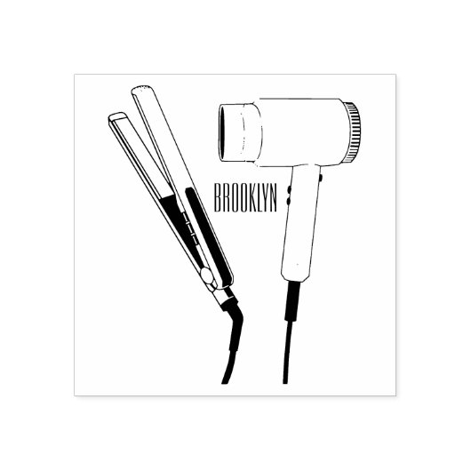 ヘアドライヤー&ヘアストレートイラストレーション ラバースタンプ (インプリント)