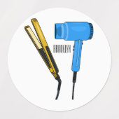 ヘアドライヤー&ヘアストレートイラストレーション ラベル (デザイン2)