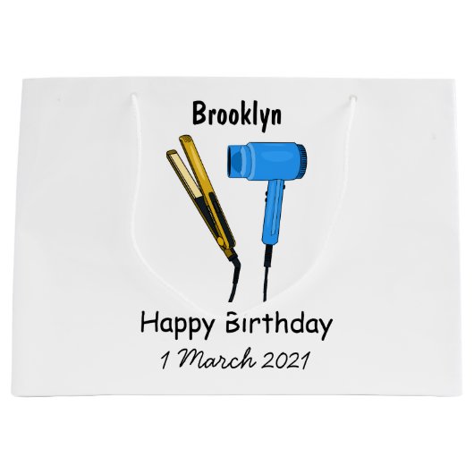 ヘアドライヤー&ヘアストレートイラストレーション ラージペーパーバッグ (正面)