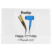 ヘアドライヤー&ヘアストレートイラストレーション ラージペーパーバッグ (裏面)