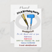 ヘアドライヤー&ヘアストレートイラストレーション 招待状 (正面/裏面)