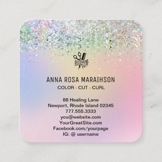 *～*ヘアドラ吹イヤフラワーグリッターAP6フローラ スクエア名刺 (裏面)