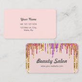 ヘアドレカスタマイズサーヘアスタイリストピンクグリッター 名刺 (正面/裏面)