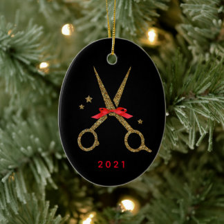 ヘアドレススタイリストゴールデングリッター鋏 セラミックオーナメント