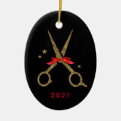 ヘアドレススタイリストゴールデングリッター鋏 セラミックオーナメント (正面)