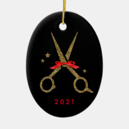 ヘアドレススタイリストゴールデングリッター鋏 セラミックオーナメント