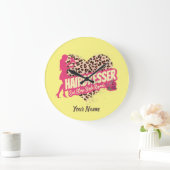 ヘアドレッサーレオパードヘアハストラー美容師 ラージ壁時計 (ホーム)