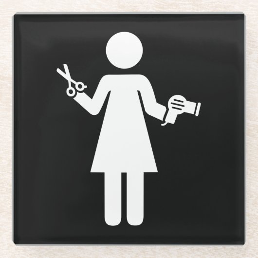 ヘアドレッサー記号 ガラスコースター (正面)