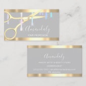 ヘアドレモダンザークーファーはさみ灰色ドリップス 名刺 (正面/裏面)