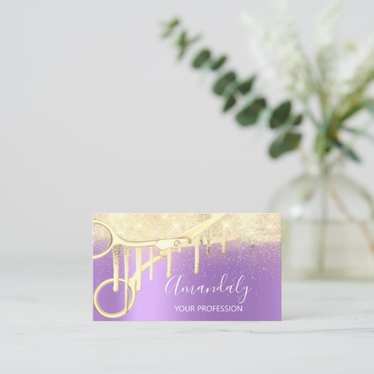 ヘアドレモダンザーコイフールはさみ紫金ゴールド 名刺 (スタンド正面)