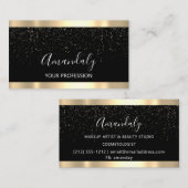 ヘアドレモダンザーゴールデン紙吹雪ブラック 名刺 (正面/裏面)