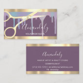 ヘアドレモダンザーシザーバイザーバイオレット金ゴールド 名刺 (正面/裏面)