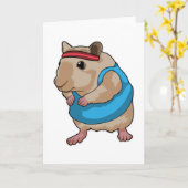 ヘアバンドをしたランナーねずみ カード (黄色い花)