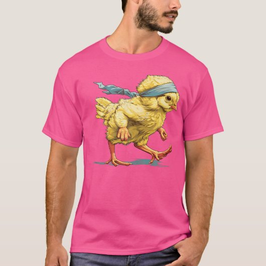 ヘアバンドをした走る家禽 Tシャツ (正面)
