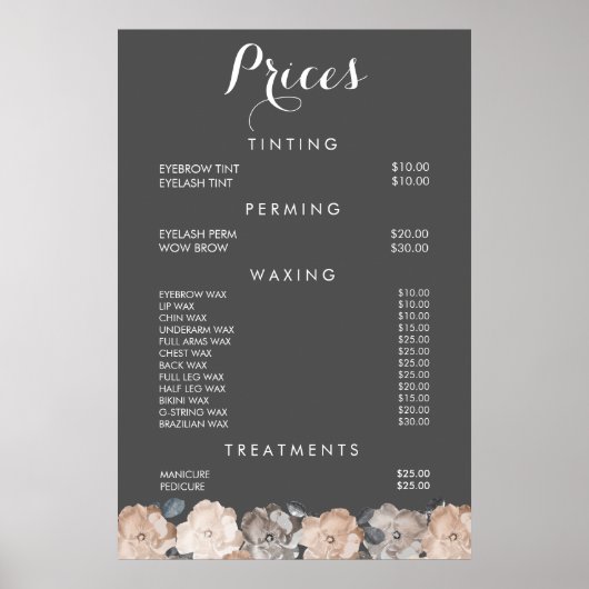 ヘアビューティーサロン美容師メニュー料金ポスター ポスター (正面)