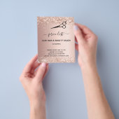 ヘアビューティーサロン ローズゴールド グリッター 価格リスト フライヤー (手)