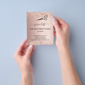 ヘアビューティーサロン ローズゴールド グリッター 価格表 フライヤー (手)