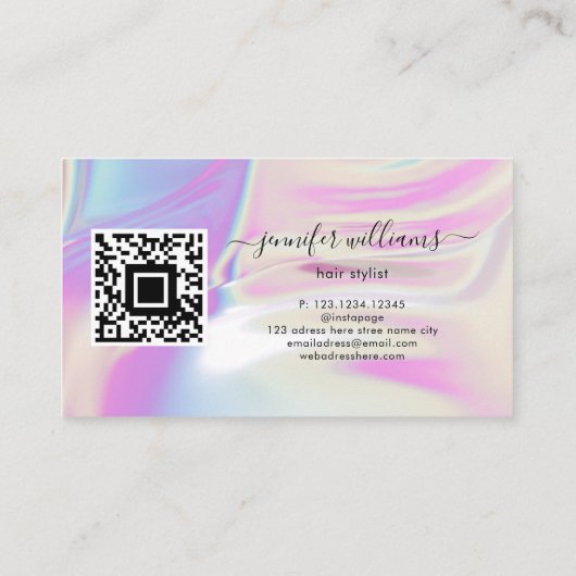 ヘアピンスタイリッシュホロモダングラフィ美容師 名刺 (裏面)