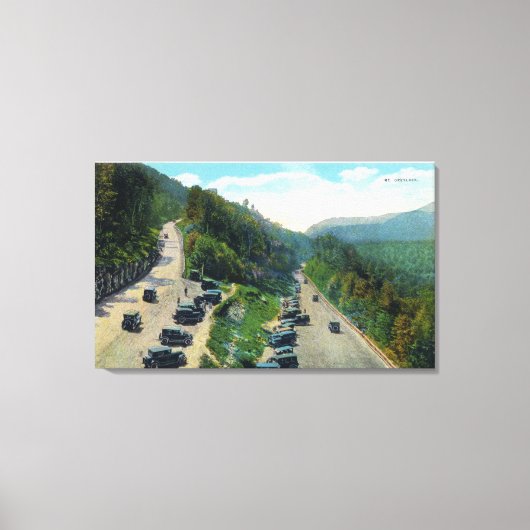 ヘアピンターンから歩道を上に駐車 キャンバスプリント (正面)