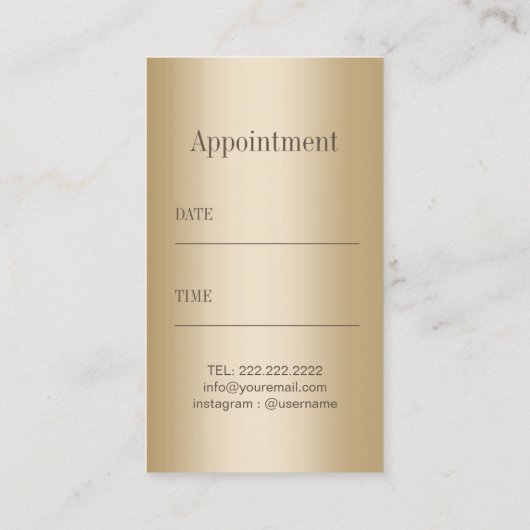 ヘアピン&リップスティック金ゴールドストライプ美しいサロン 予約カード (裏面)