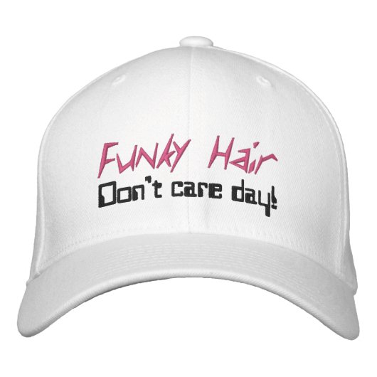 ヘアファンキーユーモアコーラルブラック 刺繍入りキャップ (正面)