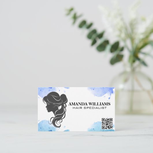 ヘアフローリンググレーグラフィック | QRコード 予約カード (スタンド正面)