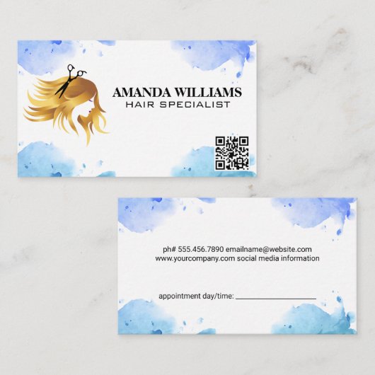 ヘアフローリングロゴ | QRコードアポイントメントカード 予約カード (正面/裏面)