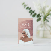 ヘアブライドサロン美しいブラックスクリプトバラピンク 名刺 (スタンド正面)