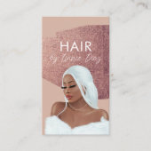 ヘアブライドサロン美しいブラックスクリプトバラピンク 名刺 (正面)