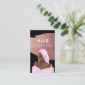 ヘアブライドサロン美しいブラックスクリプトピンク金ゴールド 名刺 (スタンド正面)