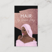 ヘアブライドサロン美しいブラックスクリプトピンク金ゴールド 名刺 (正面)