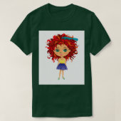 ヘアブラシで立っている赤毛の少女 Tシャツ (デザイン正面)