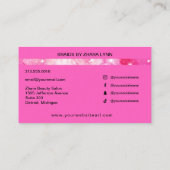 ヘアブレイダーサロンスタイリストブレイズピンクウォーターカラー 名刺 (裏面)