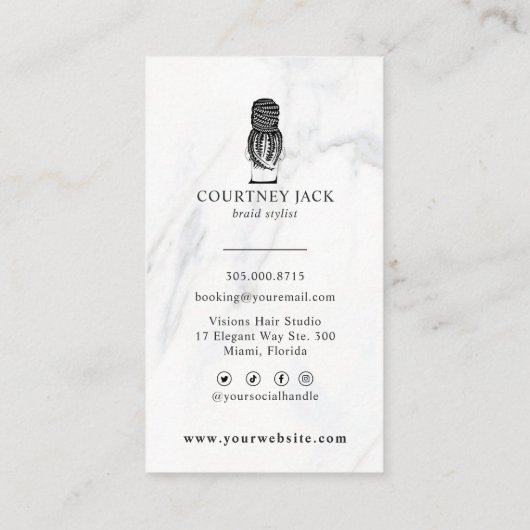 ヘアブレイダーブライズヘアスタイリストラグジュアリーマーブル 名刺 (裏面)