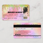 ヘアブレイダーレインボー滴下グリッタークレジットバスン 名刺 (正面/裏面)