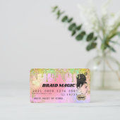 ヘアブレイダーレインボー滴下グリッタークレジットバスン 名刺 (スタンド正面)