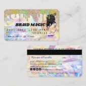 ヘアブレイダーレインボー滴下グリッタークレジット 名刺 (正面/裏面)