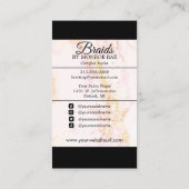 ヘアブレイダー編組サロンブレイドスタイリストピンク 名刺 (裏面)